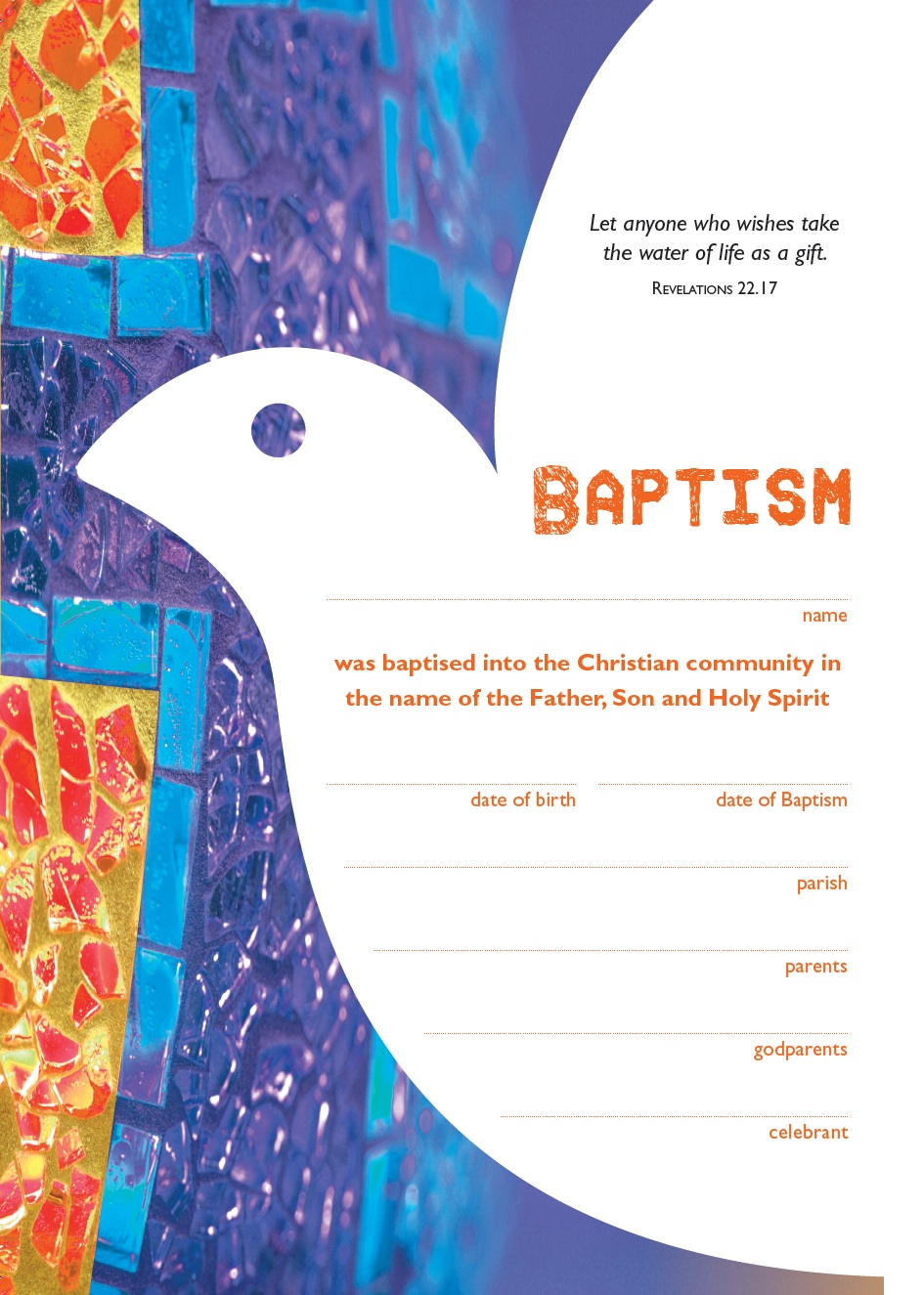 Catholic Baptism Certificate Garratt Publishing