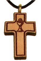 Eucharist Communion Chalice Engraved Wooden Cross