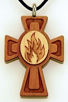 Confirmation Flame medallion wooden cross